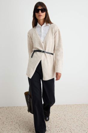 Trendyol Modest Dames Beige Effen Lang Loszittend Modest Vesten