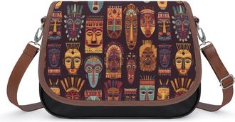 Generic African Masks Pattern Fashion Womens Crossbody Bags Novelty Handbag Shoulder Bag Purse