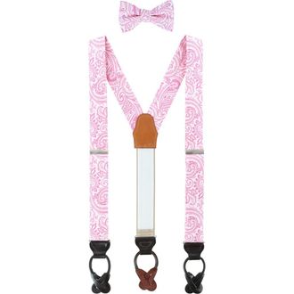 Trafalgar Store Sobee Paisley Silk Brace and Bow Tie Set in Pink at Nordstrom
