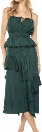 Miss Me Forest Ruffle Dress In Green