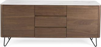 Pondecor Interiorismo Aparador acabado en chapa de nogal y tapa de m&aacute;rmol