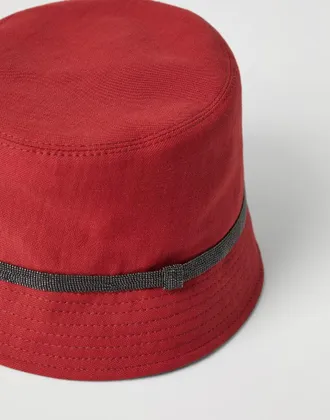Brunello Cucinelli Womens Red Linen Blend Bucket Hat Accessories & Slg