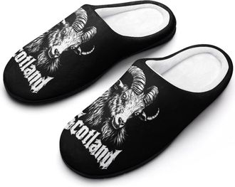 Generic Scotland Goat Fashion Cotton Slippers for Women Memory Foam House Slippers Non-Slip House Bedroom Shoes