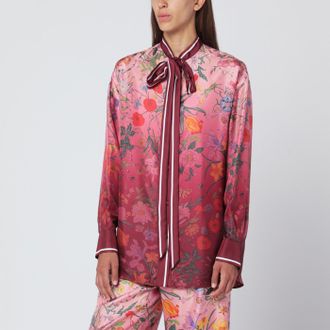 Gucci Shirt with bow and floral print in silk