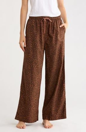 Nordstrom Cotton Poplin Pajama Pants in Brown Simone Leopard at Nordstrom Rack, Size X-Small