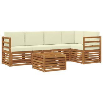 vidaXL Conjunto De Sof&aacute; Seccional Con Coj&iacute;n 6 Pcs Natural Y Crema Vidaxl