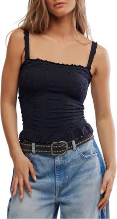 Free People So Soft Square Neck Camisole in Black at Nordstrom, Size X-Small
