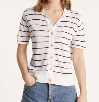 Maison Montagut Leonie Blouse In Ecru/marine