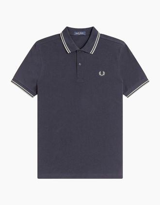 Fred Perry Mens Fred Perry Twin Tipped Fred Perry Polo Shirt - Navy Seagrass - Size: 38