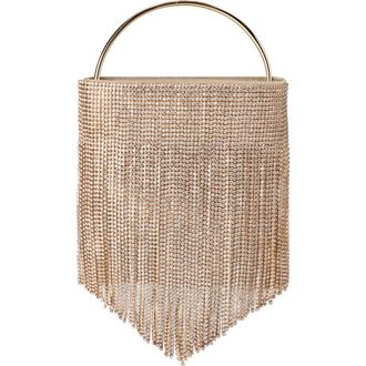 Olga Berg Adina Crystal Fringe Clutch in Champagne at Nordstrom Rack