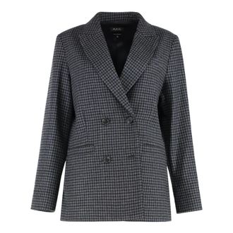A.P.C. Blazers, female, Blue, Size: XS Lucy Double Breasted Blazer