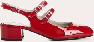 Reqins Womens Slingback Patent Leather Heels In Red