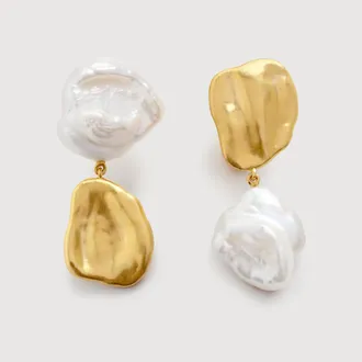 Monica Vinader Gold Amy Powney Keshi Pearl Large Drop Earrings Pearl