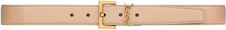 Saint Laurent Stijlvolle leren riem met gesp - Dames - Riemen - Beige - 90 CM - Accessoires