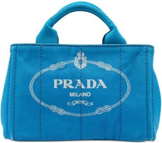 Prada Pre-owned Canvas Satchel - Dames - Vintage Handtas - Blauw - ONE Size - Vintage