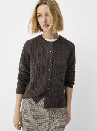 Contemporaine Womens Pearly buttons cable-knit Cardigan Sweater