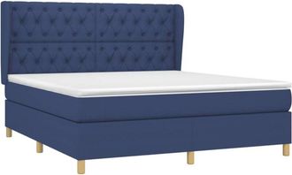 vidaXL Vidaxl - Cama Box Spring Con Colch&oacute;n Tela Azul 160x200 Cm