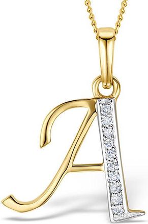 The Diamond Store 9K Gold Diamond Initial A Necklace 0.05ct