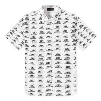 Balenciaga BB Logo Oversized Shirt White Black 725382TNL889040