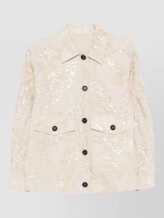Brunello Cucinelli embellished cotton fitted jacket