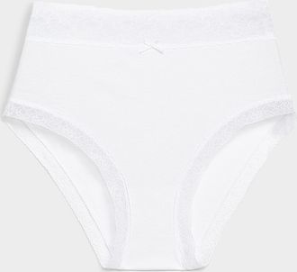 Miiyu Womens Lace trim high-waist bikini panty Organic cotton