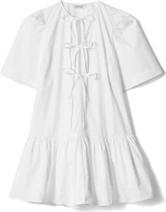 & Other Stories Tie Front Cotton A-Line Dress in White Light at Nordstrom Rack, Size 2