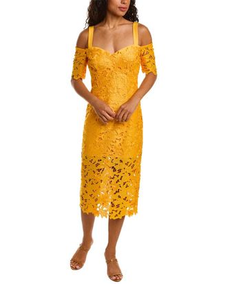 Zac Posen 3D Guipure Lace Midi Dress