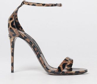 Dolce & Gabbana Sandali Keira in vernice animalier con tacco alto e logo DG