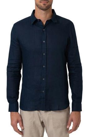 Mavi Solid Indigo Linen Button-Up Shirt in Black Iris at Nordstrom Rack, Size Xx-Large