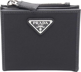 Prada Pre-owned Wallets, female, Black, Size: ONE SIZE Pre-owned Vintage Nylon and Leather Bifold Wallet