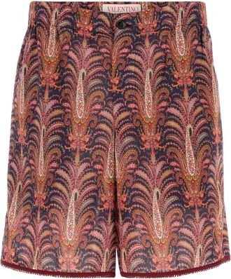Valentino Garavani Bedrukte katoenen bermuda shorts - Heren - Strandmode - Veelkleurig - L - Katoen - Badmode