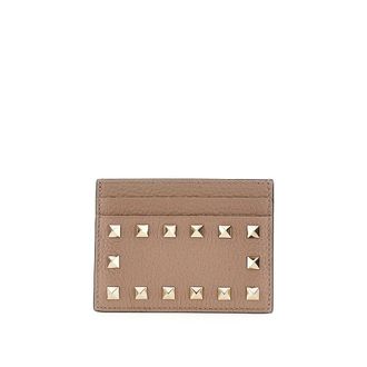 Valentino Garavani Rockstud grained leather cardholder Woman One Size