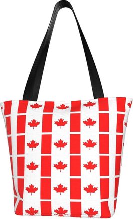 AOOEDM Canada Day Canada Flag Reusable Tote Bag Women Casual Handbag Shoulder Bags for Shopping Groceries Travel Outdoors