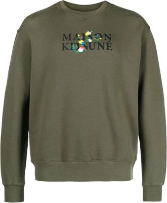 Maison Kitsuné Olive Green Cotton Sweatshirt