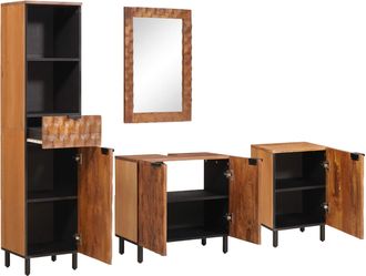 vidaXL Juegos De Ba&ntilde;o 4 Uds. Madera De Acacia Marr&oacute;n Vidaxl