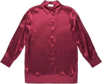 Nenette Camicia Over - Dames - Overhemden - Rood - S - Satijn - Overhemden