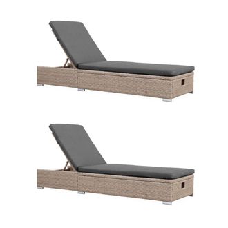 Sweeek Tumbona de resina tejida en poli&eacute;ster, multiposici&oacute;n, set de 2, gris