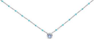 House of Brilliance Sterling Silver Bezel Set Light Blue Aquamarine and Enamel Bead Chain Necklace at Nordstrom