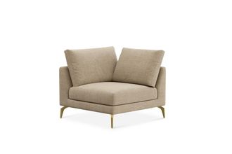 Castlery Lena Corner Sofa Customized, (Washed Chenille) Sand (Brass Legs), Machine Washable, Removable Covers for Sofas, Castlery