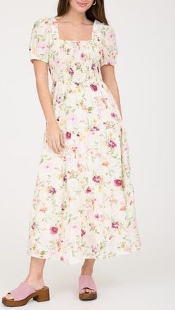 August Sky Smocked Midi Dress in Ivory at Nordstrom Rack, Size Medium