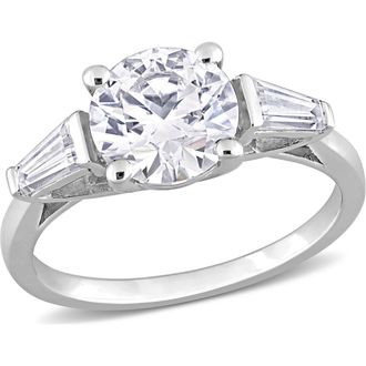 Delmar Round Cut & Taper Cut Moissanite Ring in White at Nordstrom Rack, Size 6