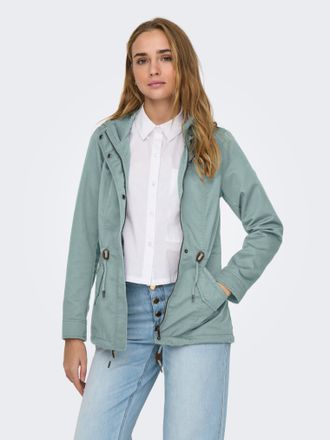 Only Parka ONLY ONLLORCA LIFE CANVAS PARKA CC OTW, Damen, Gr. XL, jadeite, Web, Obermaterial: 80% Polyester, 20% Baumwolle, unifarben, regular fit h&uuml;ftlang