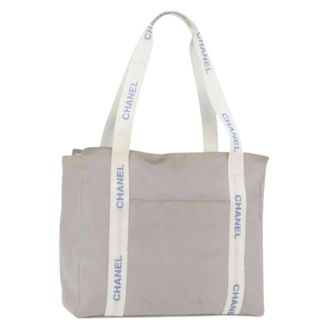 Chanel Pre-owned Tote Bags, female, Gray, Size: ONE SIZE Pre-owned Canvas Tote Bag