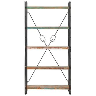 Berkfield Home 5-Tier Bookcase 90x30x180 cm Solid Reclaimed Wood in Brown | Size: 90 x 30 x 180 cm