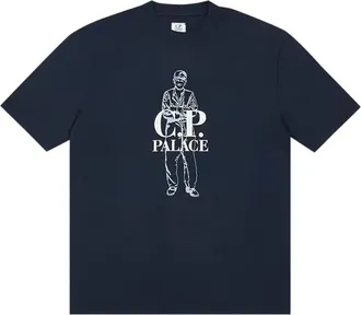 Palace FW22 x CP Company Logo T-Shirt Navy P23CPES001