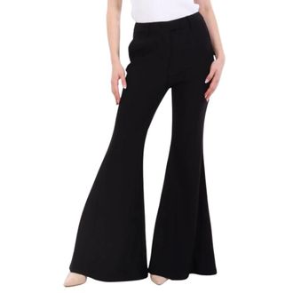 Michael Kors Broeken, Dames, Zwart, S, Leer, Double-Knit Crepe Flared Broek