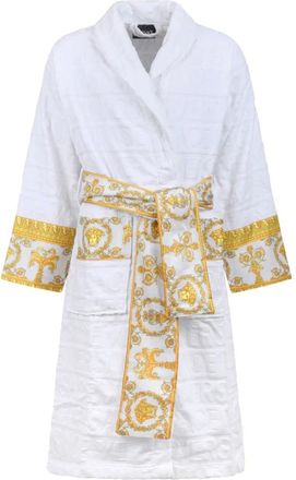 Versace Nachtkleding, Dames, Wit, S, Barok Badjas met Allover Logo Print