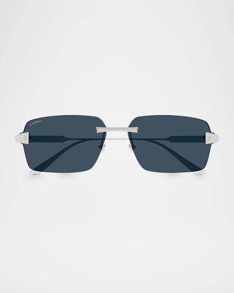 Cartier Men & apos;s CT0652S Santos Classic Titanium Rectangular Sunglasses