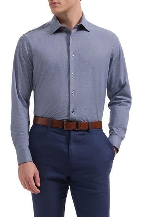 Bugatchi James OoohCotton Geo Print Button-Up Shirt in Navy at Nordstrom, Size Xxx-Large