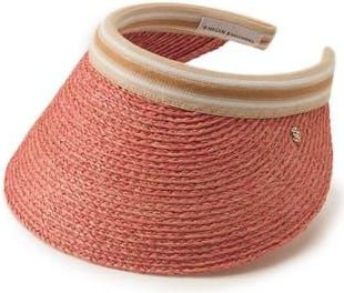 Helen Kaminski Bianca Raffia Visor in Pomelo/Nougat Stripe at Nordstrom Rack